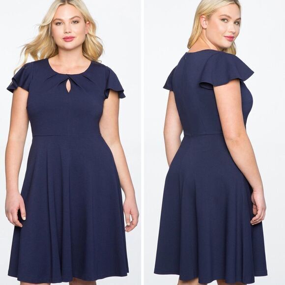 Eloquii Keyhole Neckline‎ Fit and Flare Dress, 16 - Picture 1 of 16